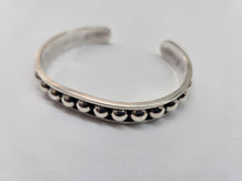 Load image into Gallery viewer, Sterling Silver Cuff Bracelet Beaded Handmade Bangle Cuff Beaded 7.25 inch