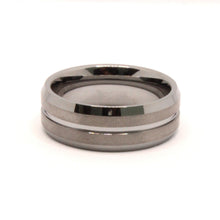 Load image into Gallery viewer, Tungsten Carbide Grooved Center Satin Finish Beveled Edges Wedding Band Ring 8mm