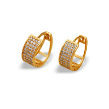 Load image into Gallery viewer, 14K Gold Hoop Earrings Sparkling Accents Elegant Huggie Style for Women 5.5x14mm