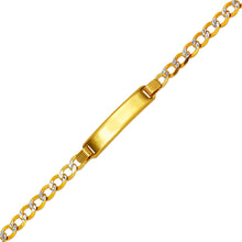 Load image into Gallery viewer, 14K White Pave Gold Baby ID Bracelet Curb X-Light 6mm ID 5mm Chain 6" Engraving