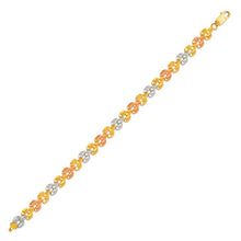 Load image into Gallery viewer, 14K Tri Color Gold Faceted Diamond Cut Bracelet 6mm 7" Chain Brazalete tricolor