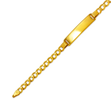 Load image into Gallery viewer, 14K Yellow Gold Baby ID Bracelet Curb X-Light Chain 6mm/4mm Wide 6" Engraving