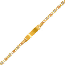 Load image into Gallery viewer, 14K Tricolor Gold Kids Valentino ID Bracelet 7mm/3mm 6" Engraving Available