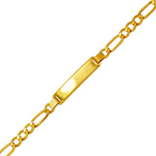 Load image into Gallery viewer, 14K Yellow Gold 6mm ID Bracelet 5mm Figaro Chain 6" Engraving Available