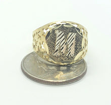 Load image into Gallery viewer, 10k Solid Yellow Gold Round Initial Letter Signet Ring Alphabet A-Z Size 7.5-13