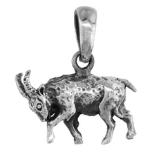 Load image into Gallery viewer, 925 Sterling Silver Charging Goat Charm Pendant Oxidized Finish 7/8 (22mm) Inch