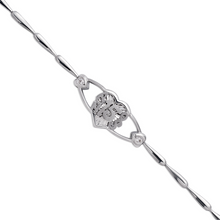 Load image into Gallery viewer, 14K White Gold Gold Fancy 15 Anos Years on Heart CZ Bracelet Quinceañera Gift