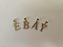 Load image into Gallery viewer, 14K Solid Yellow Gold Initial Pendant Letter Charm Necklace Alphabet Diamond Cut