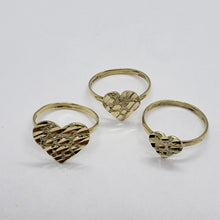 Load image into Gallery viewer, 10K Yellow Solid Gold Flat Heart Nugget Ring Small Medium Large Ring Size 3-11