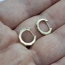 Load image into Gallery viewer, 14K Yellow White Rose Gold High Polished Huggie Hoop Earrings Octagonal 2mmx11mm