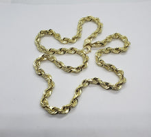 Load image into Gallery viewer, Authentic 10K YELLOW GOLD Hollow Twist Rope Link Chain Necklace 5.5mm 22"