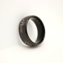 Load image into Gallery viewer, Tungsten Carbide Black Domed Chinese Dragon Silhouette Wedding Band Ring 8mm