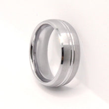 Load image into Gallery viewer, Tungsten Carbide Convex Groove Satin Finish Beveled Edges Wedding Band Ring 8mm