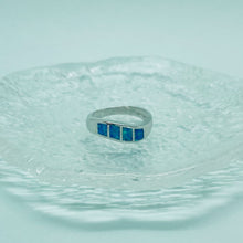 Load image into Gallery viewer, Sterling Silver Blue Synthetic Opal Wave Band Ring for Women Size6~9