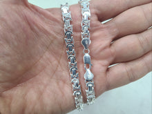Load image into Gallery viewer, 925 Sterling Silver Solid Flat Byzantine Chain Necklace 7mm 7" to 24"
