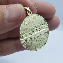 Load image into Gallery viewer, 10K Yellow Solid Gold Round Last Supper Diamond Cut Pendant Charm 3 sizes