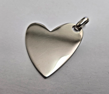 Load image into Gallery viewer, 925 Sterling Silver Flat High Polished Heart Pendant 1 1/2 Inch (38mm) Tall