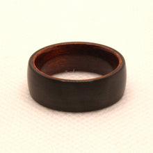 Load image into Gallery viewer, Tungsten Carbide Flat Dark Gray Brushed Finish Inner Wood Wedding Band Ring 8mm