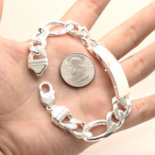 Load image into Gallery viewer, 925 Sterling Silver Personalized Custom Engraved Figaro Link ID Bracelet 12.5mm
