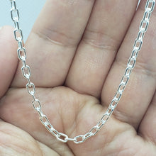 Load image into Gallery viewer, Sterling Silver Boston Link Chain Italy Necklaces Bracelets 3mm Size 7" ~ 30"