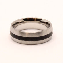 Load image into Gallery viewer, Stainless Steel Domed Plain Black Stripe Inlay Center Wedding Ring Band 6mm