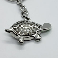 Load image into Gallery viewer, Jeweled Tortoise Turtle Key Chain Crystal Key Ring Multi Color 3 1/2 inches long