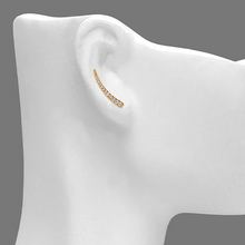Load image into Gallery viewer, 14K Gold Ear Climbers, 3x26mm Curve Earrings, Dainty Sparkling Stones Jewelry