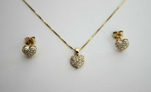 Load image into Gallery viewer, 14K Yellow Gold Heart Set Pendant Earrings Box Chain Necklace