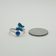 Load image into Gallery viewer, Sterling Silver Synthetic Opal Open Circling Butterfly Ring for Bypass Design
