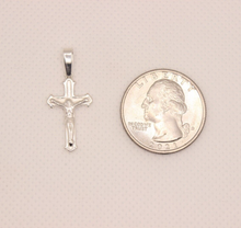 Load image into Gallery viewer, 925 Sterling Silver Dainty Detailed Line Texture Budded Crucifix Cross Pendant