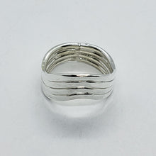 Load image into Gallery viewer, Sterling Silver Wire Wrap Ring Hammered Curves Bypass Handmade 1 1/8in Size 6~10