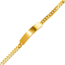 Load image into Gallery viewer, 14K Yellow Gold Shiny Curb Kids ID Bracelet 5mm/4.5mm 6" Engraving Available