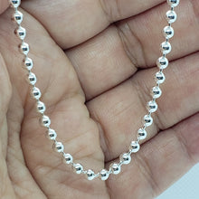 Load image into Gallery viewer, 925 Sterling Silver Plain Pallini Bead Ball Chain Bracelet Necklace 3mm 7"~30"
