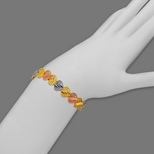 Load image into Gallery viewer, 14K Tri Color Gold Faceted Diamond Cut Bracelet 8 mm 7" Chain Brazalete tricolor