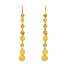 Load image into Gallery viewer, 14K Gold Dangle Threader Earrings Sparkling Accents Geometric Chain 8x69mm