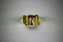 Load image into Gallery viewer, 14K Real Two-Tone Gold Initial Alphabet Letter Band Ring Diamond Cut for Men