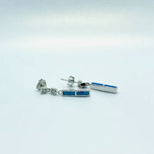 Load image into Gallery viewer, Sterling Silver Synthetic Opal Dangling Earrings Push Back