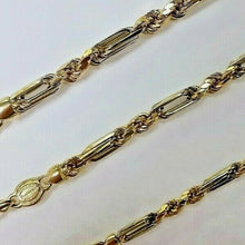 Load image into Gallery viewer, 14K Two tone Color Gold Hollow Figarope Link Chain Necklace 3mm-4.5mm 16"~28"