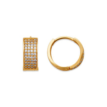 Load image into Gallery viewer, 14K Gold Hoop Earrings Sparkling Accents Elegant Huggie Style for Women 5.5x14mm
