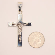 Load image into Gallery viewer, Sterling Silver Plain Simple Flat Cross Pendant Christian Jesus Crucifix 49mm