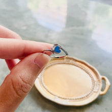 Load image into Gallery viewer, Dainty Sterling Silver Synthetic Opal Bypass Heart Ring for Women