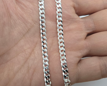 Load image into Gallery viewer, 925 Sterling Silver Beveled Flat Curb Cuban Link Chain Necklace 4.5mm 7" to 30"