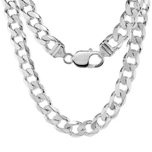 Load image into Gallery viewer, 925 Sterling Silver Thick Curb Cuban Link Chain Necklace 9mm~17mm Size 18"~36"