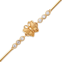 Load image into Gallery viewer, 14K Yellow Gold Fancy Butterfly D/C Bracelet 3mm Wide, 9mm Center H Clasp