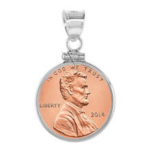Load image into Gallery viewer, 925 Sterling Silver 1 Cent Penny Coin Bezel Frame 19mm Screw Top Coin Edge