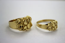 Load image into Gallery viewer, Authentic 14K Yellow Gold Nugget Ring Diamond Cut 3 Sizes & Ring Size 5 ~ 13