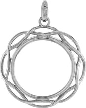 Load image into Gallery viewer, Sterling Silver Braided Edge Quarter Dollar Bezel Pendant 24 mm Coins Prong Back