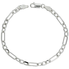 Load image into Gallery viewer, 925 Sterling Silver Figaro Beveled Cable Link Chain Necklace 5mm 7" to 30"