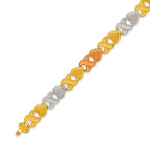 Load image into Gallery viewer, 14K Tri Color Gold Faceted Diamond Cut Bracelet 5 mm 7" Chain Brazalete tricolor