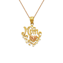 Load image into Gallery viewer, 14k Yellow Gold Mom Heart Pendant Charm Mother's Day Gift for Her Various Design